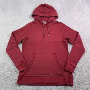 Timberland Hoodie Mens Small Red Rust Thermal Waffle Knit Pullover Sweatshirt